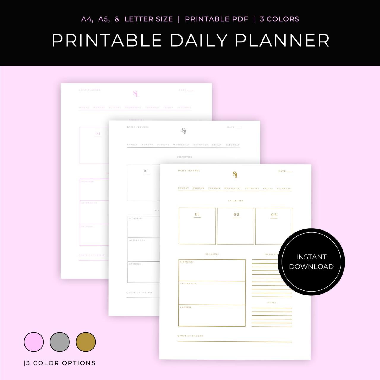 Printable Daily Planner Top 3 Priorities To-do-list - Etsy