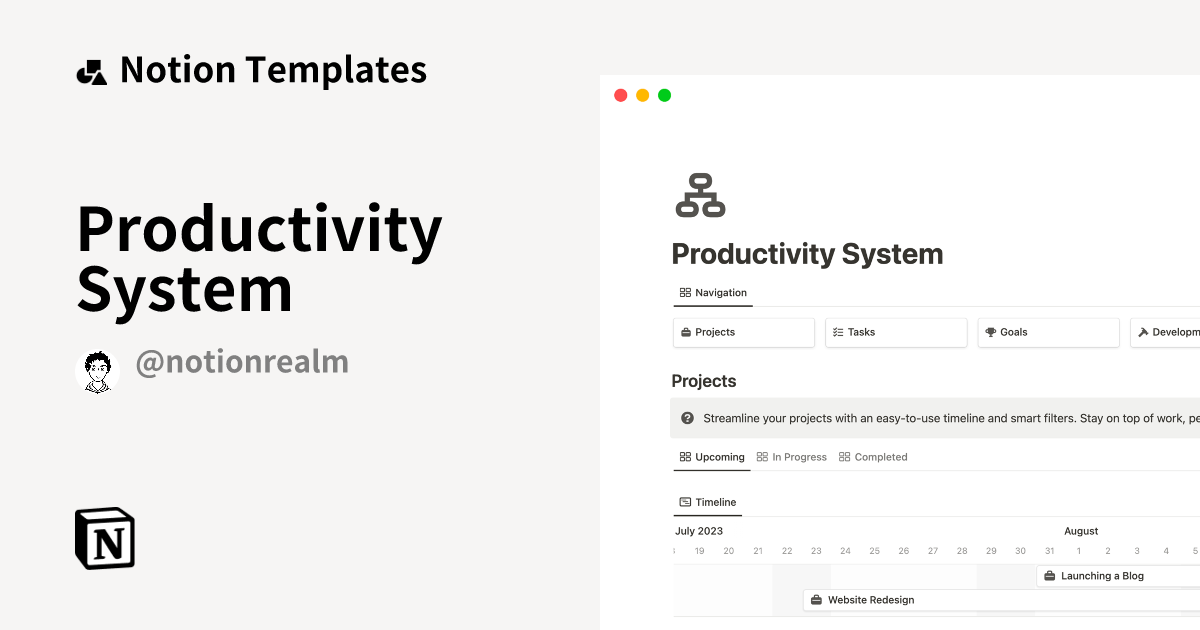 Productivity System Template | Notion Marketplace